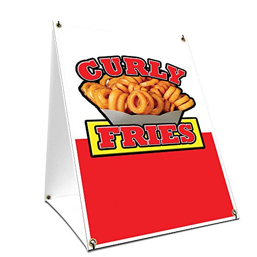 A-Frame Sidewalk Curly Fries Sign with Graphics On Each Side | 18" X 24" Print Size