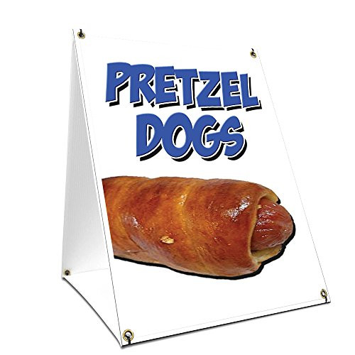 A-Frame Sidewalk Pretzel Dogs Sign with Graphics On Each Side | 18" X 24" Print Size
