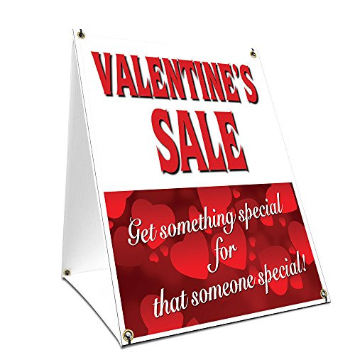 A-Frame Sidewalk Valentine's Day Sale Sign with Graphics On Each Side | 18" X 24" Print Size