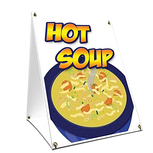 A-Frame Sidewalk Hot Soup Sign with Graphics On Each Side | 18" X 24" Print Size