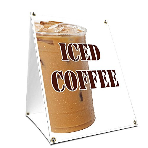 A-Frame Sidewalk Iced Coffee Sign with Graphics On Each Side | 18" X 24" Print Size