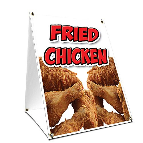 A-Frame Sidewalk Fried Chicken Sign with Graphics On Each Side | 18" X 24" Print Size