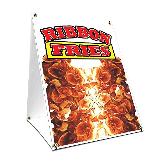 A-Frame Sidewalk Ribbon Fries Sign with Graphics On Each Side | 18" X 24" Print Size