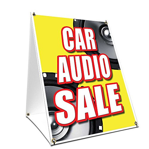 A-Frame Sidewalk Car Audio Sale Sign with Graphics On Each Side | 18" X 24" Print Size