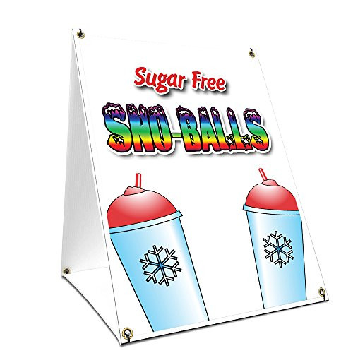 A-Frame Sidewalk SNO-Balls Sugar Free Sign with Graphics On Each Side | 18" X 24" Print Size