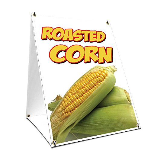 A-Frame Sidewalk Roasted Corn Sign with Graphics On Each Side | 18" X 24" Print Size