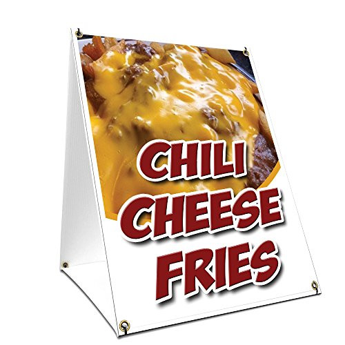 A-Frame Sidewalk Chili Cheese Fries Sign with Graphics On Each Side | 24" X 36" Print Size