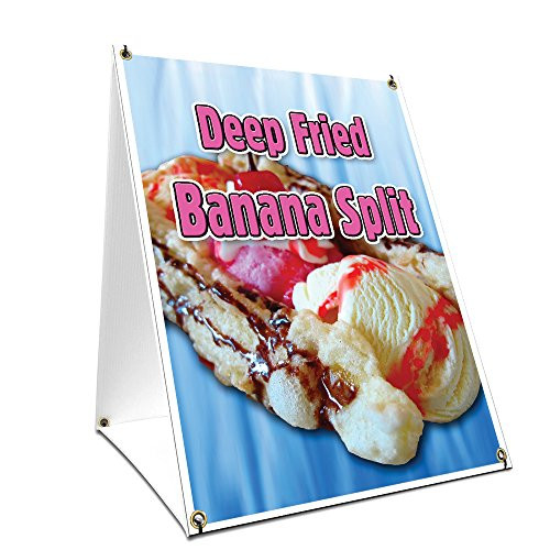 A-Frame Sidewalk Deep Fried Banana Split Sign with Graphics On Each Side | 18" X 24" Print Size