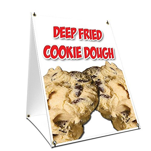 A-Frame Sidewalk Deep Fried Cookie Dough Sign with Graphics On Each Side | 18" X 24" Print Size