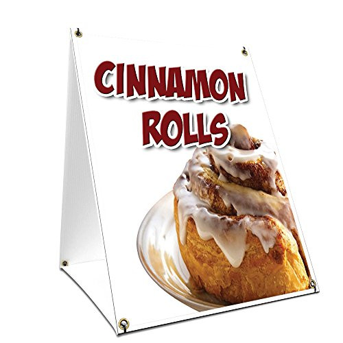 A-Frame Sidewalk Cinnamon Rolls Sign with Graphics On Each Side | 18" X 24" Print Size