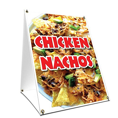 A-Frame Sidewalk Chicken Nachos Sign with Graphics On Each Side | 18" X 24" Print Size