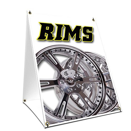 A-Frame Sidewalk Rims Sign with Graphics On Each Side | 18" X 24" Print Size