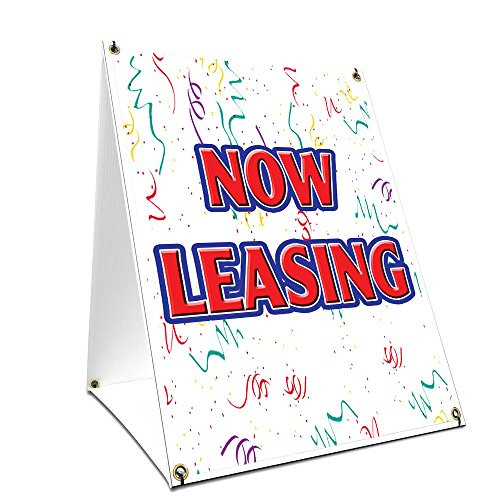 A-Frame Sidewalk Now Leasing Sign with Graphics On Each Side | 18" X 24" Print Size