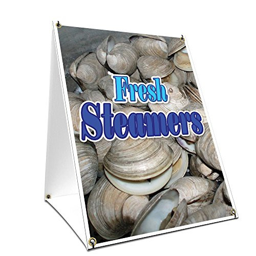 A-Frame Sidewalk Fresh Steamers Sign with Graphics On Each Side | 18" X 24" Print Size