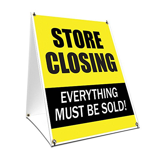A-Frame Sidewalk Store Closing Sign with Graphics On Each Side | 18" X 24" Print Size