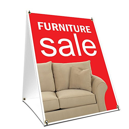 A-Frame Sidewalk Furniture Sale Sign with Graphics On Each Side | 18" X 24" Print Size