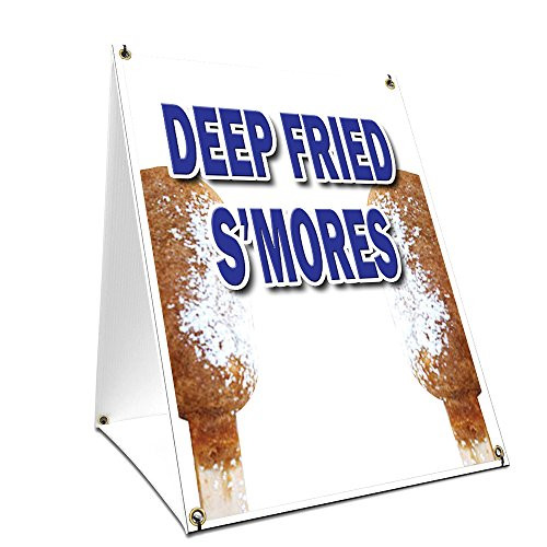 A-Frame Sidewalk Deep Fried Smores Sign with Graphics On Each Side | 18" X 24" Print Size