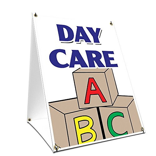 A-Frame Sidewalk Day Care Sign with Graphics On Each Side | 18" X 24" Print Size