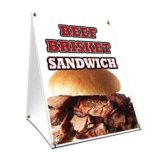 A-Frame Sidewalk Beef Brisket Sandwich Sign with Graphics On Each Side | 18" X 24" Print Size