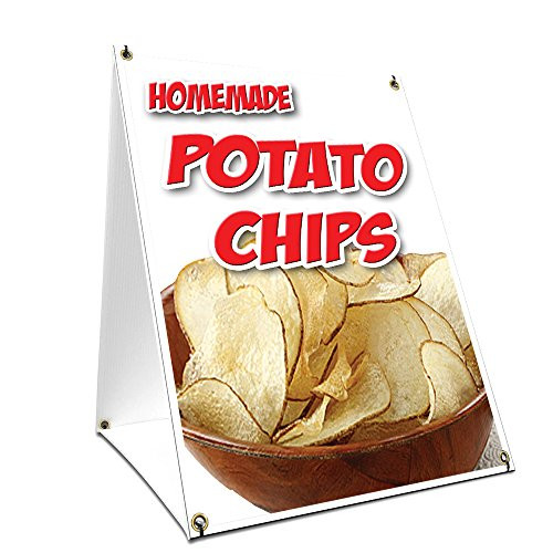 A-Frame Sidewalk Homemade Potato Chips Sign with Graphics On Each Side | 18" X 24" Print Size