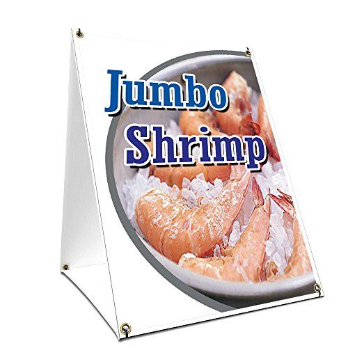 A-Frame Sidewalk Jumbo Shrimp Sign with Graphics On Each Side | 18" X 24" Print Size