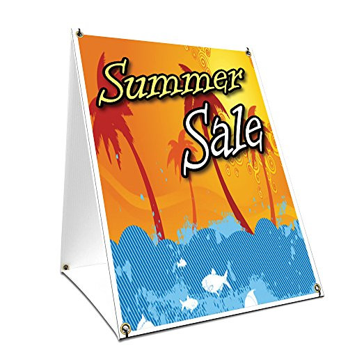 A-Frame Sidewalk Summer Sale Sign with Graphics On Each Side | 18" X 24" Print Size