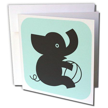 3dRose Silhouette of Baby Elephant and Toy - Greeting Cards, 6 x 6 inches, set of 12 (gc_172574_2)