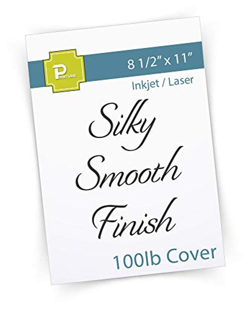 Printure Cardstock Paper - 8.5" x 11" White - Silky Smooth Finish - Ultra Thick Heavy 100lb Cover - for Inkjet/Laser Printers (100 Sheets)