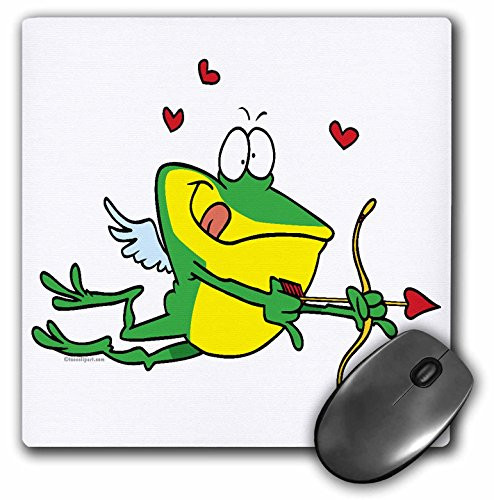 3dRose LLC 8 x 8 x 0.25 Inches Mouse Pad, Silly Love Cupid Valentine Froggy Frog (mp_104359_1)