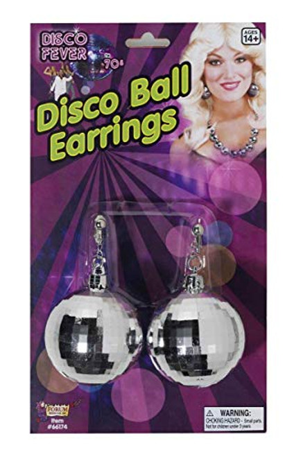 Forum Novelties 66174-3-Standar Disco Earrings, Standard, Silver