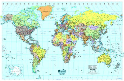 House of Doolittle Write On/Wipe Off Laminated World Map 38 x 25 Inch (HOD711)
