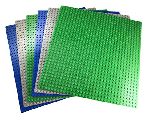 Apostrophe Games Classic Building Block Base Plates Compatible with All Major Brands (6 Pack (Green, Blue, Gray))