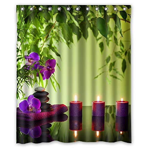 ZHANZZK Spa Still Life with Zen Stones Aromatic Candles Orchids Blooms Treatment Vacation Bathroom Shower Curtain 60x72 Inches ZHANZZK Spa Still Life with Zen Stones Aromatic Candles Orchids Blooms Treatment Vacation Bathroom Shower Curtain 60x72 Inches