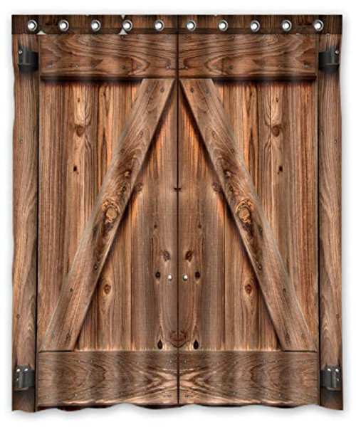 FMSHPON Double Wooden Barn Door Waterproof Fabric Bathroom Shower Curtain Size 60x72 inches FMSHPON Double Wooden Barn Door Waterproof Fabric Bathroom Shower Curtain Size 60x72 inches