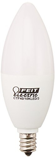 Feit Electric CTF40/10KLED/3 40W Equivalent Frost Non-Dimmable Chandelier Blunt Tip Candelabra Base LED Light Bulb (3 Pack), Warm White Feit Electric CTF40/10KLED/3 40W Equivalent Frost Non-Dimmable Chandelier Blunt Tip Candelabra Base LED Light Bulb (3 Pack), Warm White