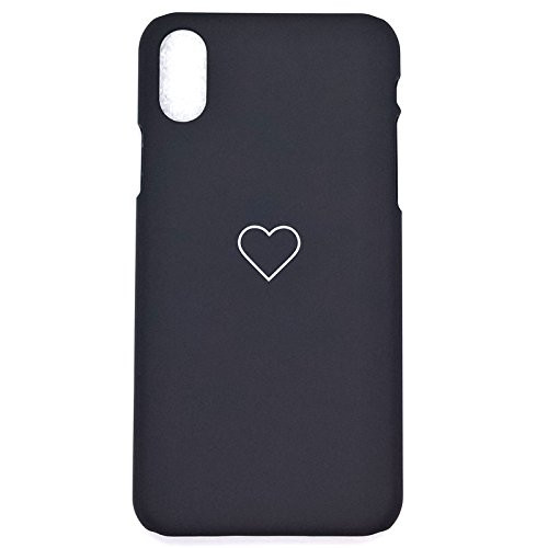 HS Apple iPhone Xs Max Case, iPhone Xs Max Cover Cute Heart Shockproof PC Slim Phone Case Cover for Apple iPhone Xs Max (Black, for iPhone Xs Max 6.5")