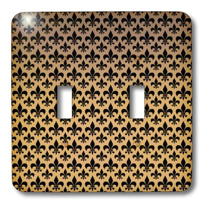 3dRose lsp_35981_2 Small Black Fleur Delis Pattern On A Copper Background Double Toggle Switch