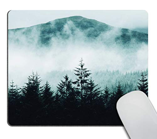 Smooffly Gaming Mouse Pad Custom Misty Forest with Mountains Mousepad Non-Slip Rubber Rectangle Mouse Pads for Computers Laptop 9.5 X 7.9 Inch (240mmX200mmX3mm)
