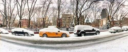 Posterazzi Snow Covered Cars Parked on The Street Lower East Side Manhattan City New York State USA Poster Print (15 x 6)