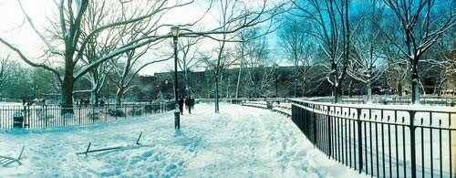 Posterazzi Snow Covered Park Lower East Side Manhattan City New York State USA Poster Print (27 x 9)