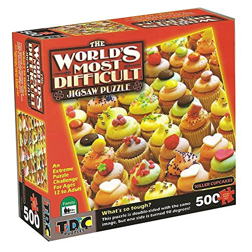 TDC Games Worlds Most Difficult Jigsaw Puzzle, Double Sided Cupcakes - 500 pieces