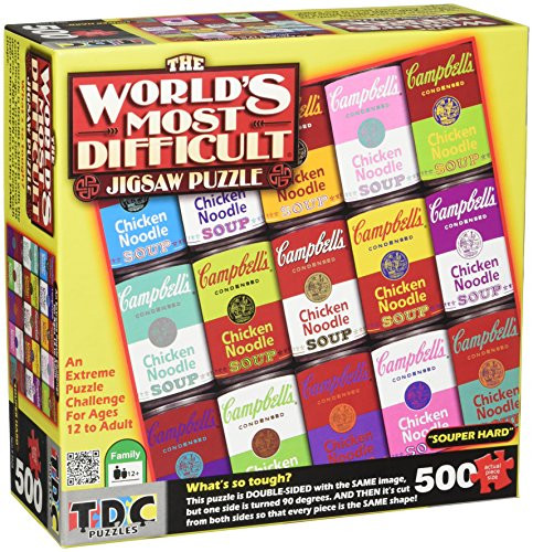 TDC Games Worlds Most Difficult Jigsaw Puzzle Campbells Souper Hard Double Sided Puzzle - 15 in