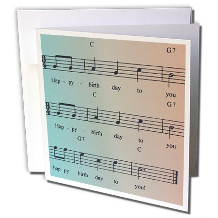 3dRose Greeting Cards, 6 x 6 Inches, Pack of 12, Song with Notes Happy Birthday- Music (gc_99275_2)