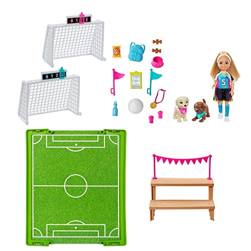 Barbie Dreamhouse Adventures Chelsea Doll, 6-Inch Blonde in Soccer Uniform, with Soccer Playset and Accessories, Gift for 3 to 7 Year Olds Barbie Dreamhouse Adventures Chelsea Doll, 6-Inch Blonde in Soccer Uniform, with Soccer Playset and Accessories, Gift for 3 to 7 Year Olds