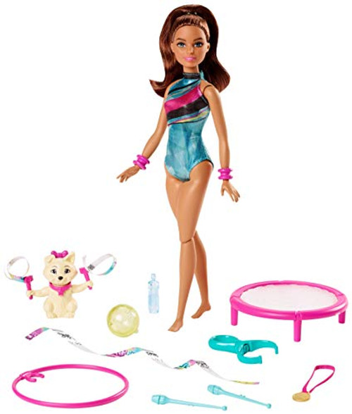 Barbie Dreamhouse Adventures Teresa Spin 'n Twirl Gymnast Doll, 11.5-Inch Brunette, in Leotard, with Trampoline and Gymnastics Accessories, Gift for 3 to 7 Year Olds Barbie Dreamhouse Adventures Teresa Spin 'n Twirl Gymnast Doll, 11.5-Inch Brunette, in Leotard, with Trampoline and Gymnastics Accessories, Gift for 3 to 7 Year Olds