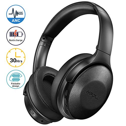 Mpow Active Noise Cancelling Headphones, [2020 Version] Over Ear Bluetooth Headphones with Quick Charge, Soft Protein Earpads Wireless Headphones with Deep Bass, 30H Playtime for TV Travel Cellphone