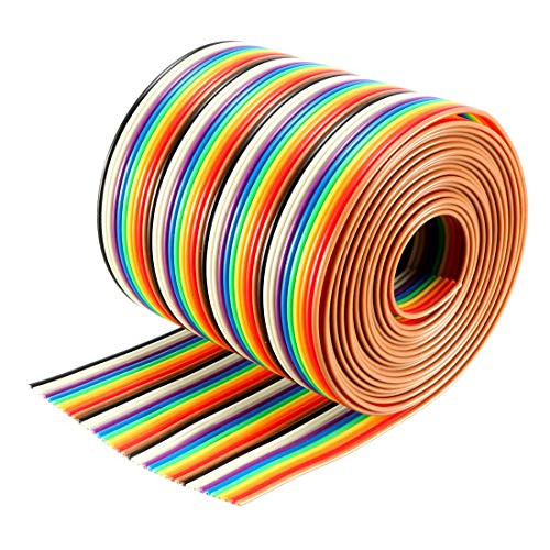 uxcell Flat Ribbon Cable 40P Rainbow IDC Wire 1.27mm Pitch 2 Meters Long 2Pcs