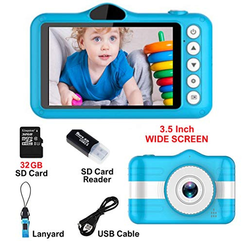 Kids Camera, 3.5 inch Kids Digital Camera - Video Camera for Gift boy and Girl Age 3-10 Year Old. Large Screen, Selfie Camera with 32GB SD Card, SD Card Reader Kids Camera, 3.5 inch Kids Digital Camera - Video Camera for Gift boy and Girl Age 3-10 Year Old. Large Screen, Selfie Camera with 32GB SD Card, SD Card Reader