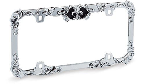 Cruiser Accessories Fleur De Lis License Plate Frame with Adjustable Emblem (Chrome with Black Accent) Cruiser Accessories Fleur De Lis License Plate Frame with Adjustable Emblem (Chrome with Black Accent)