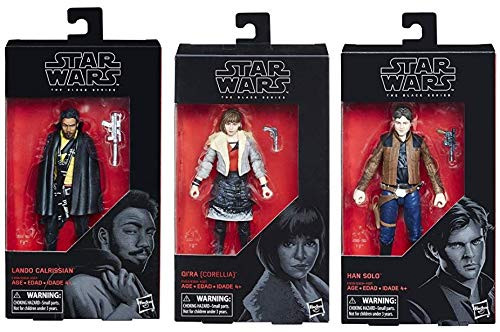 Star Wars The Black Series 6-inch Figure QiRa (Corellia) & Han Solo & 4-LOM Set of 3 Action Figure